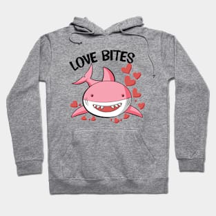 Love Bites Cute Shark Kids Valentines Day Hoodie